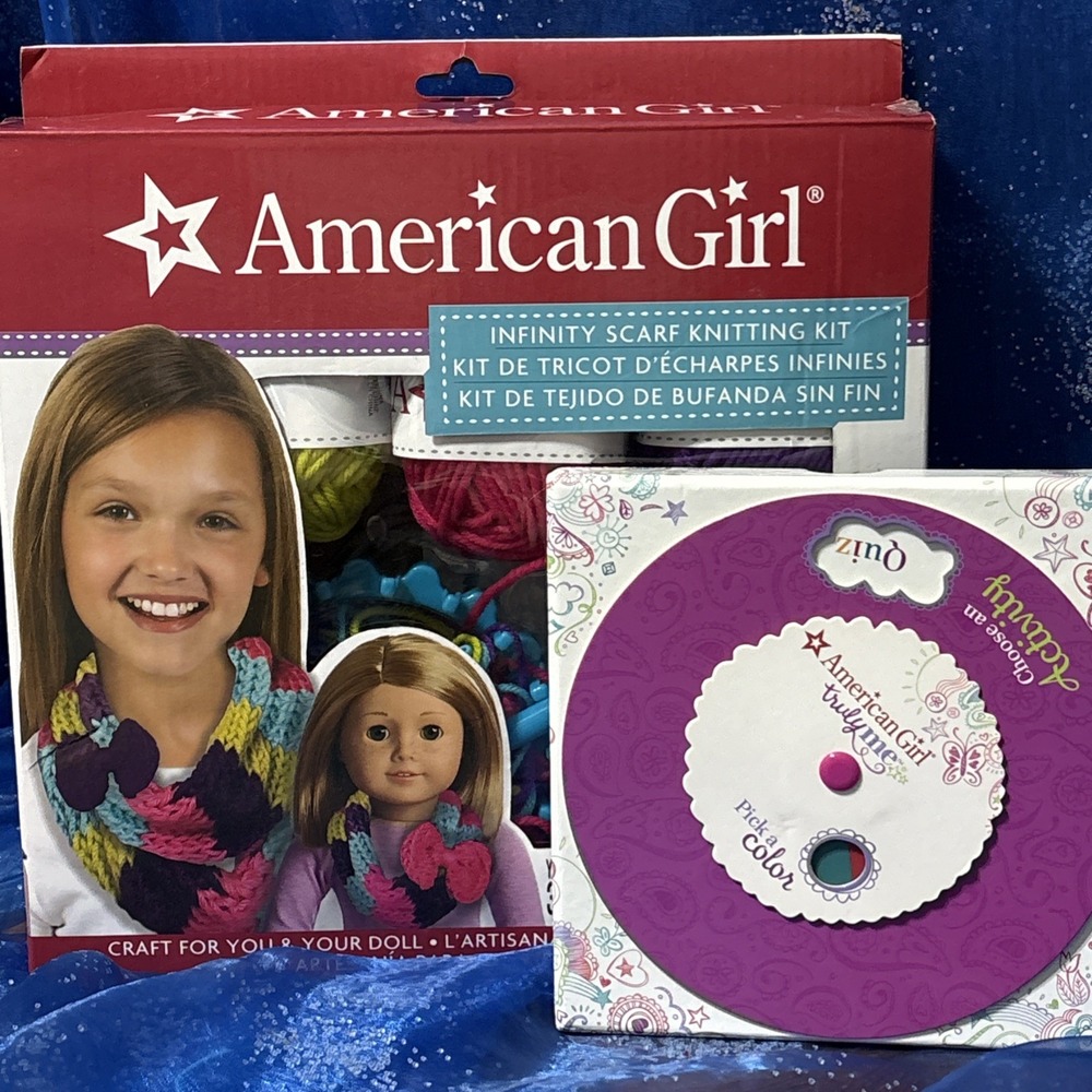 AMERICAN GIRL ~ INFINITY SCARF KNITTING KIT & TRULY ME ACTIVITY BOX WHEEL
